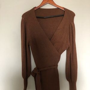 Brown wrap sweater